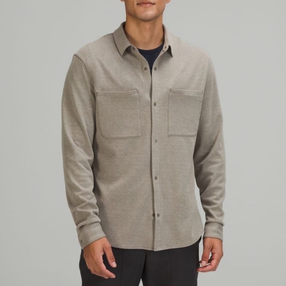 Lululemon Soft Knit Overshirt French Terry Shirt Snap Stretch Pockets Mens XL